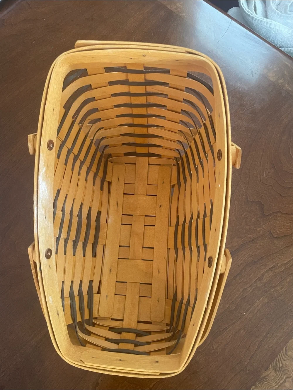 Longaberger Handwoven Basket in Natural Tan and Sage